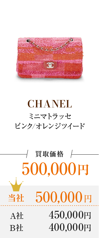 ミニマトラッセ ピンク/オレンジツイード 買取価格 500,000円